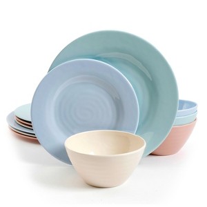 Gibson Home Brist Pastels 12 Piece Melamine Dinnerware Set in Assorted Colors - 1 of 4