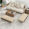 Tangkula 43 Inch Patio Rectangle Ottoman Pack of 2 w/ Metal Legs & Seat Cushion - 2 of 4