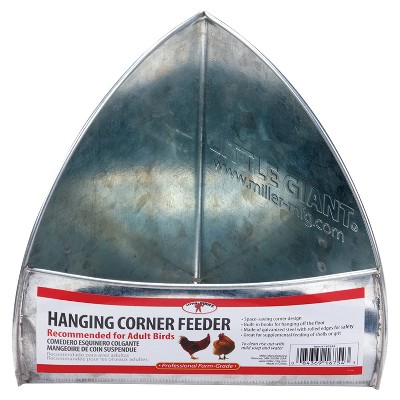 Miller Manufacturing Company Mounted Hanging Corner Poultry Supplemental Feeder For Chicken Coops, Duck Boxes, & Hutches, Galvanized Steel