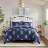 Madison Park 3pc Cassia Pintuck Microfiber Print Duvet Cover Set Navy Blue - image 3 of 4