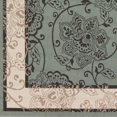 Joel Green and Beige Round Wool Area Rug