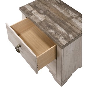 Gulches Cottage Style Distressed Nightstand - 2-Drawer Wooden Bedside Table with Driftwood Finish & Ring Pulls, 23.6"W x 16"D x 25"H (Simple Assembly) - 1 of 3