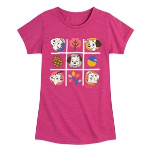 Girls' - 101 Dalmatians - Tic Tac Toe Grid of Puppies Fitted Short Sleeve Graphic T-Shirt - 1 of 3