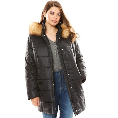 Roaman's Women's Plus Size Classic Length Quilted Puffer Jacket