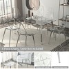 Set of 6 Dining Chairs Kitchen Home Armless Side Chair Silver Metal Legs - Silver - 3 of 4