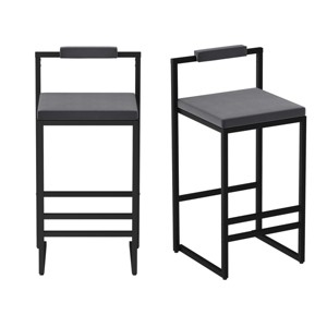ChicFurnit Dining Chairs 2 PCS High Bar Stools Bar Chairs Metal Frame Dining Chairs for Counter, Kitchen Island, Gray, 16.53"*15.35"*31.69" - 1 of 4