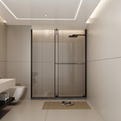 VYNXARIA Glass Shower Door,30-60"W*72"H Shower Sliding Door Walk-in Shower Screen Dual Usage,1/4 Inch Thick Glass Panel,Black