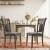 LuxenHome Set of 2 Brown Natural Rubberwood Upholstered Gray Dining Chair - 2 of 4
