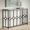 55 Downing Street Addy Modern Iron Rectangular Console Table 52 1/4" x 14" Black Geometrical White Stone Tabletop for Living Room - 2 of 4