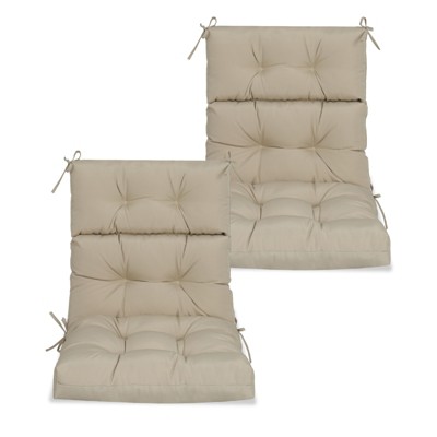 VisioGear 2PCS Set High Back Patio Chair Cushions, Tufted Rocking Chair Cushions, Adirondack Cushions, Khaki, 44''*22''*4"