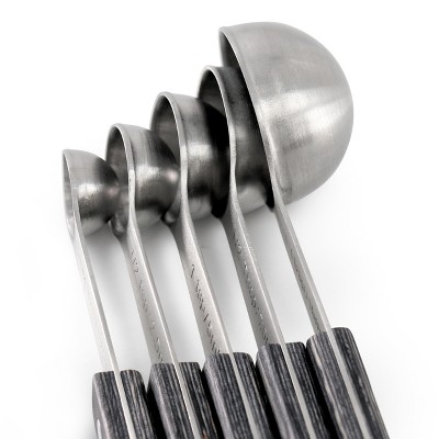 Oster Oster Blakeley 5 Piece Stainless Steel Measuring Spoon Set in Dark Gray with Wood Handles