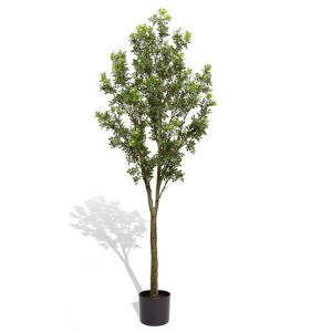 COWLOWN 1pcs 70.8-in Simulated Courtyard Garden Decoration, Large Artificial Curved Branches Of Green Plants Orange Jasmine Incense Basin - 1 of 4