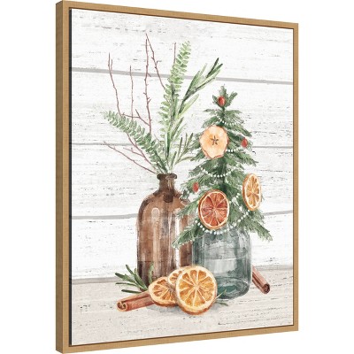 Earth Tones Still Life Canvas Print with Maple Frame
