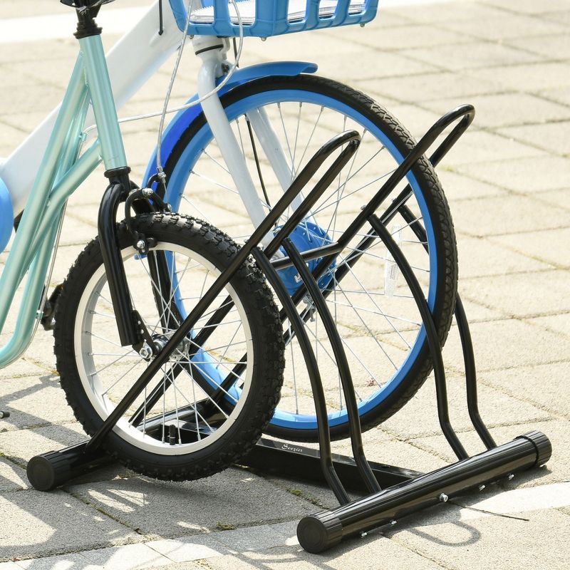 Soozier Bike Rack Floor Stand, 2 Bike Direction Adjustable Bicycle Park for Garage, Free Standing Storage, 3 of 10
