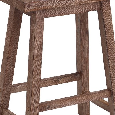 Gray Backless Saddle Style Wooden Counter Stool