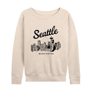 Women's - Instant Message - Seattle Washington Lightweight French Terry Wide Neck Long Sleeve Shirt - 1 of 4