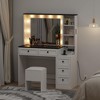 Makeup Vanity Desk and Stool, Vanity Desk with Lights in 3 Colors, Vanity Table Set with Charging Station, Drawers and Hidden Storage Shelves - 4 of 4
