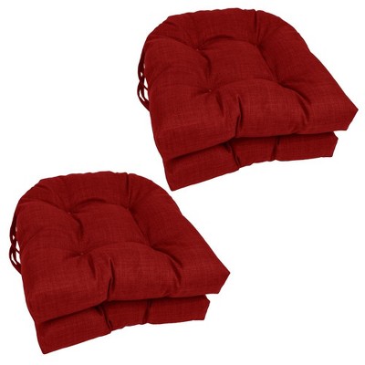 Blazing Needles, 16-inch Spun Polyester Solid Outdoor U-shaped Tufted Chair Cushions (Set of 4)
