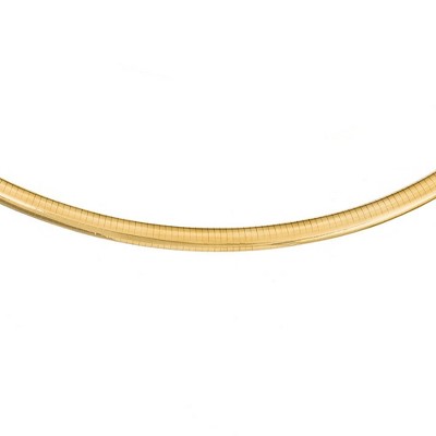 Black Bow Jewelry 8mm 14k Yellow Gold Lightweight Domed Omega Chain Necklace