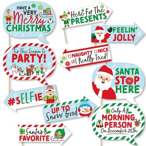 Merry Christmas Funny Face Photo Booth Selfie Props On a Stick Party Photography 