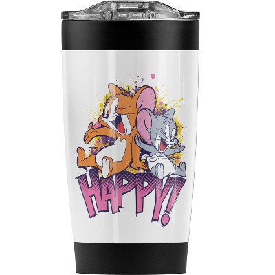 Tom And Jerry Jerry And Nibbles Happy! Steel Tumbler 20oz Coffee Travel Mug