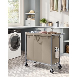 SONGMICS Laundry Basket with Wheels, Rolling Laundry Hamper, Removable Liner, Steel Frame with Handle, Blanket Storage - 1 of 4