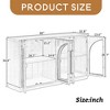 4-Door Large Storage Sideboard Buffet Cabinet with Glass Doors, Arched Cabinet with Adjustable Shelves- Leovsnove - 3 of 4
