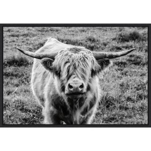 Amanti Art Highland Cow Staring Contest by Nathan Larson Canvas Wall Art Print Framed 23 x 16-in. - 1 of 4