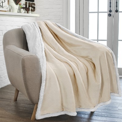 Pavilia Premium Faux Shearling Fleece Throw Blanket For Bed, Reversible ...