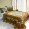 Slickblue 3PC Golden Cotton Vermicelli-Quilted Quilt Set, Full/Queen, Reversible, Includes 2 Shams - 2 of 4