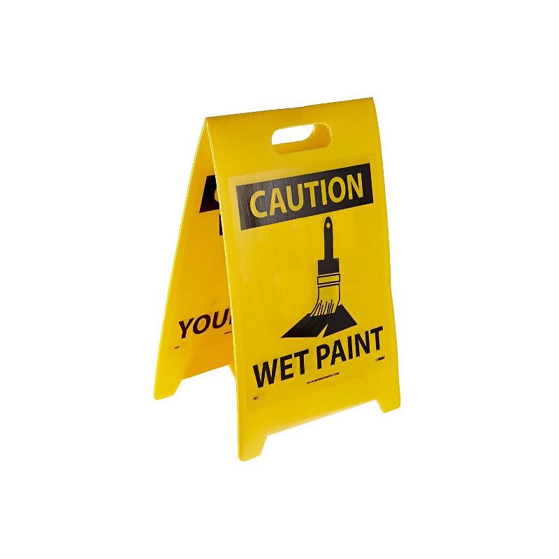 National Marker Floor Sign Dbl Side Caution Watch Your Step Caution Wet Paint 20X12 FS2, 1 of 2