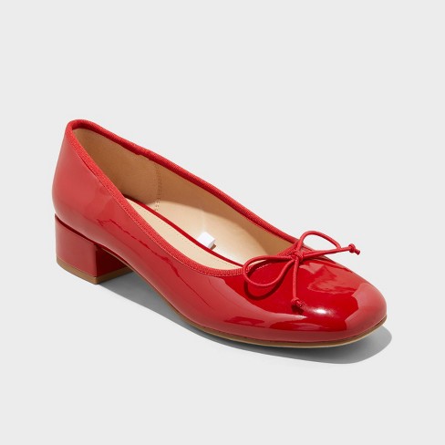 Red ballet flats wide width on sale