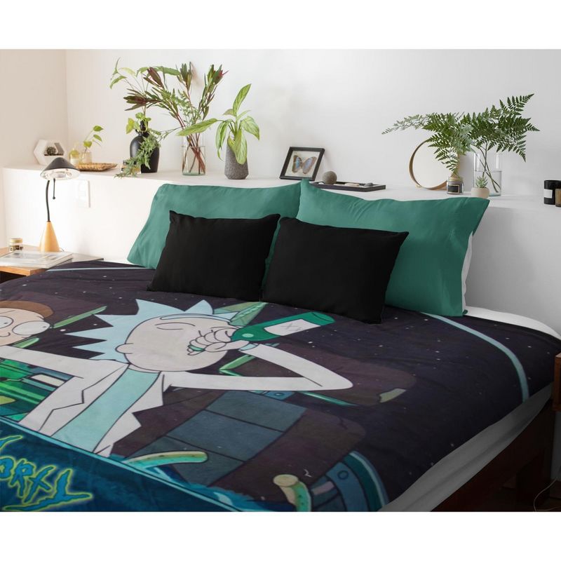 Just Funky Rick and Morty Spaceship 45 x 60 Inch Fleece Throw Blanket, 4 of 5