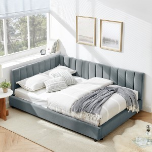 Full Size Upholstered Daybed with Comfortable Backrest and Armrests - 1 of 4