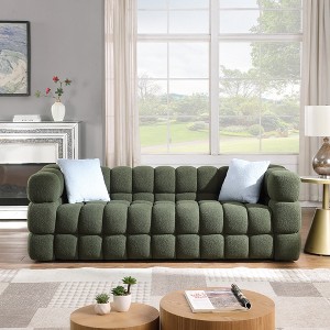 84.3" x 35.83"3-Seater Sofa with Plush Multi-Density Foam Cushions, Two Pillows and Olive Green Color - 1 of 4