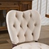 HDZNVF Set of 2 French Vintage Tufted Upholstered Fabric Dining Chair, Beige - 2 of 4