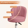 RISOKEYS PU Leather Small Scallop Desk Chair with Back,Cute Armless Rolling Vanity Chair,Height Adjustable for Bedroom Office - 4 of 4