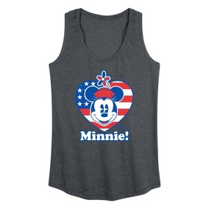 Women's - Disney - Minnie Flag Heart Graphic Racerback Tank - 1 of 4