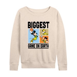 Women's - Disney - Biggest Game On Earth Lightweight French Terry Wide Neck Long Sleeve Shirt - 1 of 4