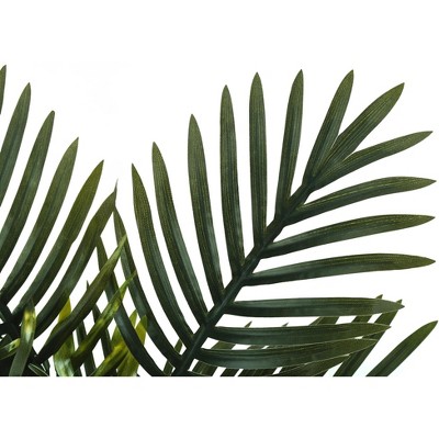 20" Tall Green Faux Palm Plant in Black Pot
