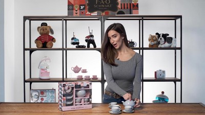 Hand-Glazed Ceramic Pastel Tea Party Set with Gold Accents