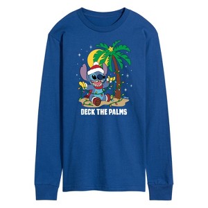 Men's - Lilo and Stitch - Deck the Palms Christmas Long Sleeve Graphic T-Shirt - 1 of 4