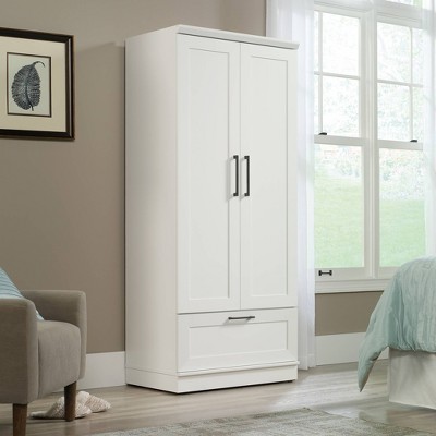Soft White MDF 2-Door Wardrobe Armoire with Drawer