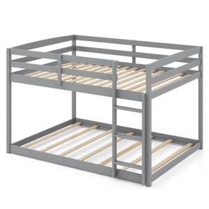 Costway Full Over Full Bunk Bed with Full-length Guardrails & Integrated Ladder Gray/White - 1 of 1