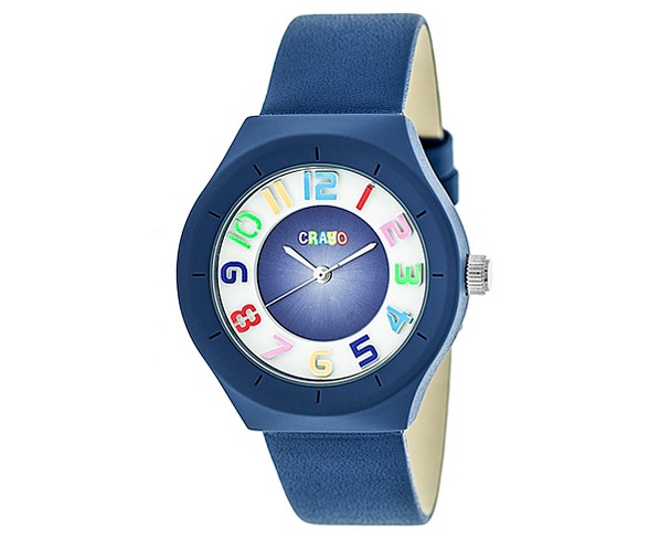 Crayo Atomic Women's Leatherette Strap Watch - Navy