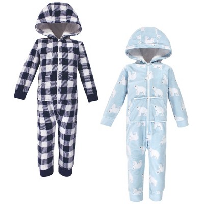 Hudson Baby Toddler Boy Fleece Jumpsuits, Coveralls, and Playsuits 2pk Set, Polar Bear