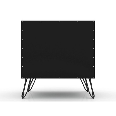 Mid-Century Modern Black Nightstand with Splayed Metal Legs, Set of 2