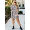Stripe Plus Size Plaid Buttoned Raw Hem Tunic Shirt Dress - 3 of 4