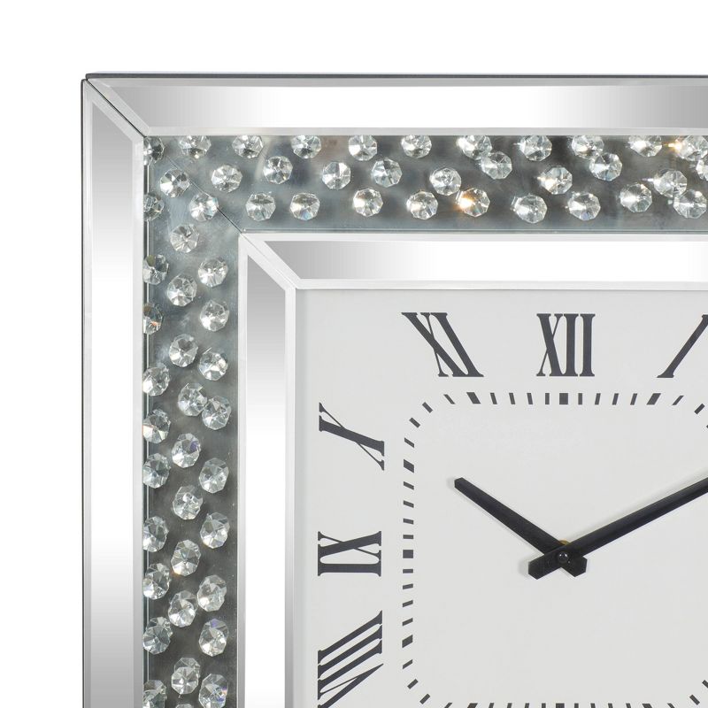Wood Mirrored Wall Clock with Floating Crystals Silver - Olivia &#38; May, 5 of 10