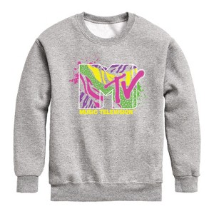 Boys' - MTV - Animal Print Splatter Graphic Long Sleeve Fleece Sweatshirt - 1 of 4